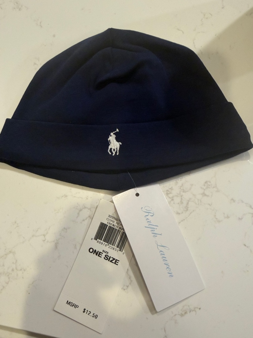 Ralph Lauren Navy Blue Polo Embroidered Pony Beanie